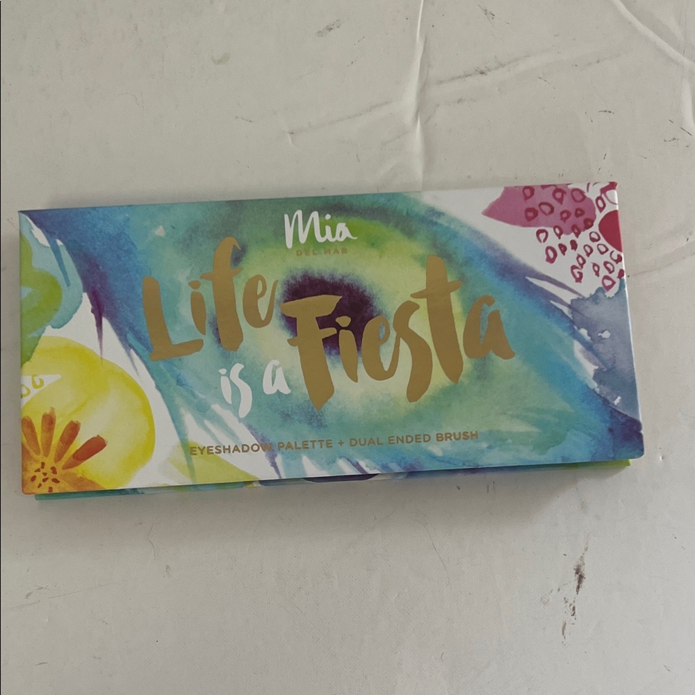 MIA DEL MAR EYESHADOW PALETTE LIFE IS AFIESTA COLOURFUL DUAL END BRUSH 0.63 oz